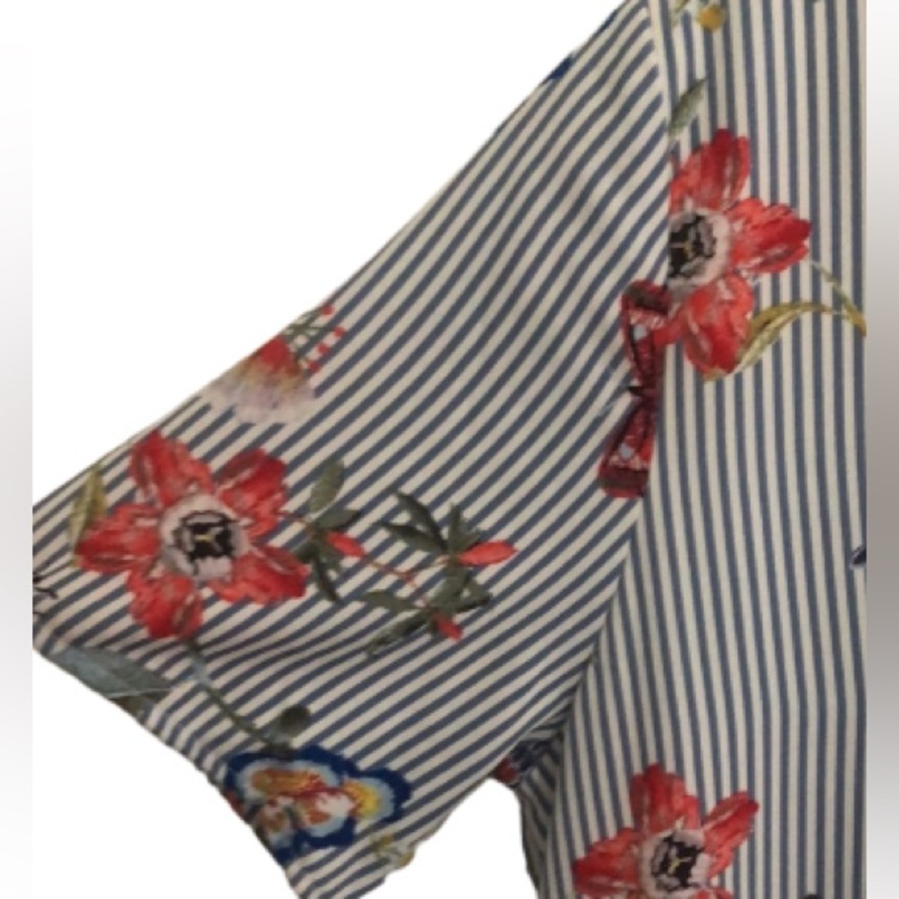 NWOT KARLIE Floral Striped BoHo Ruffle Hem Dress| - Picture 3 of 7